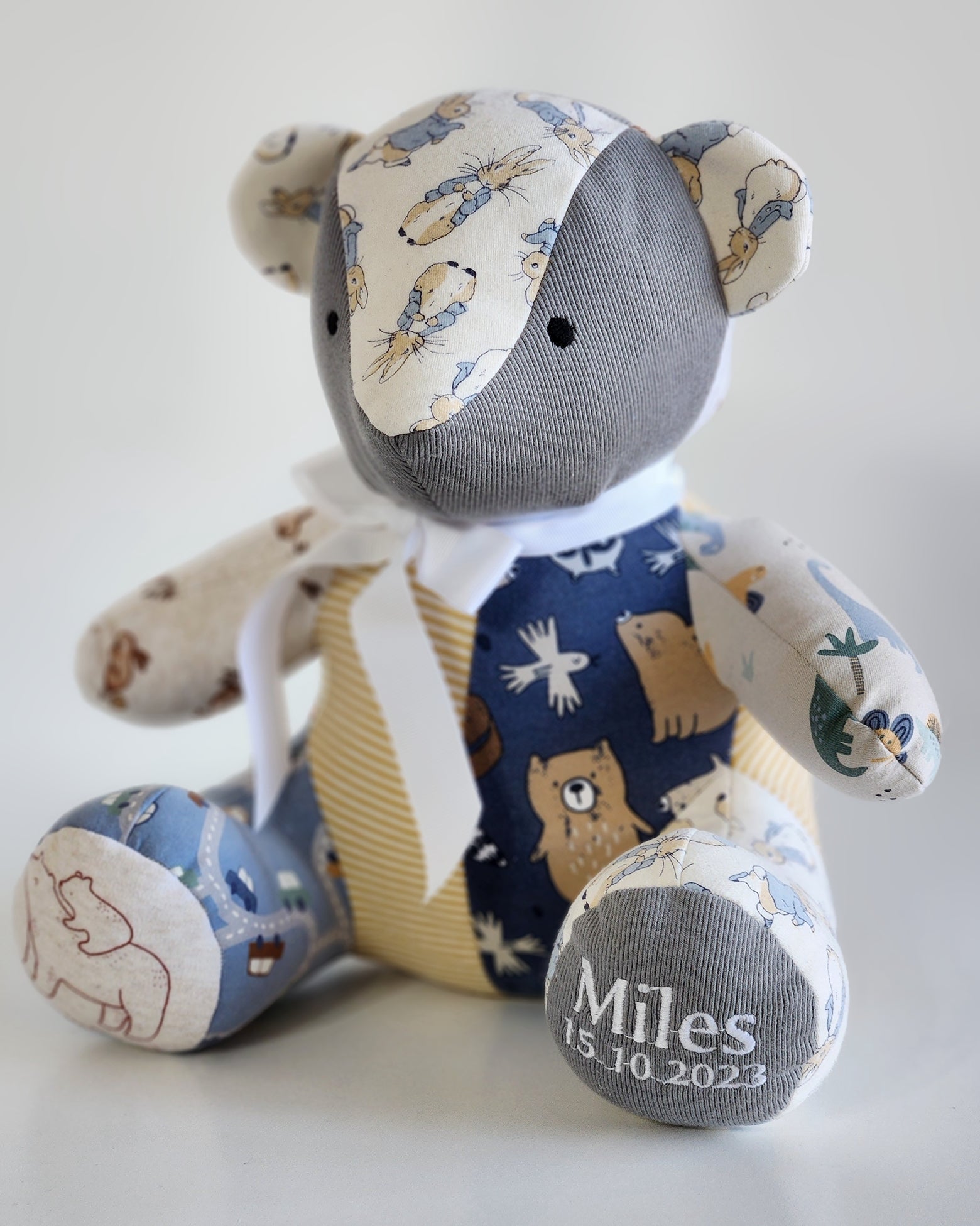 Baby Boy Melody Bear- Baby Clothes Keepsake