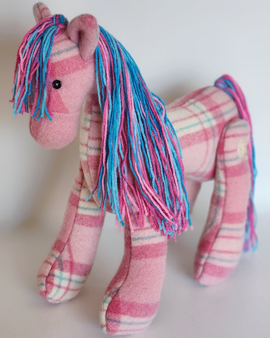 Vintage Wool Horse- Bubblegum